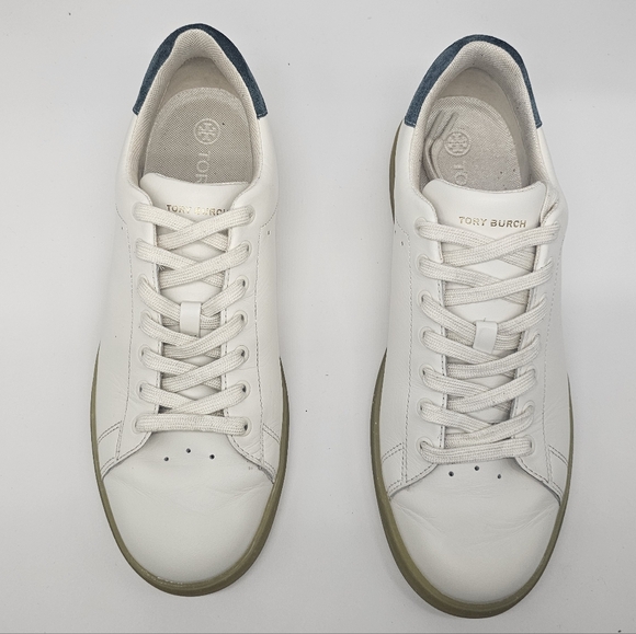 TORY BURCH Howell Court Ivory Leather Contrast Sole Sneakers sz 10 - Picture 7 of 14